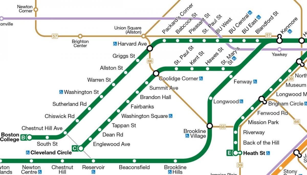 MBTA grønn linje kart
