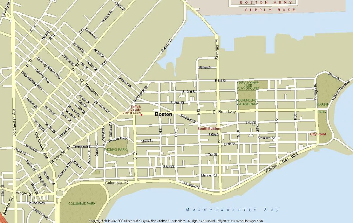 kart av Boston, mass