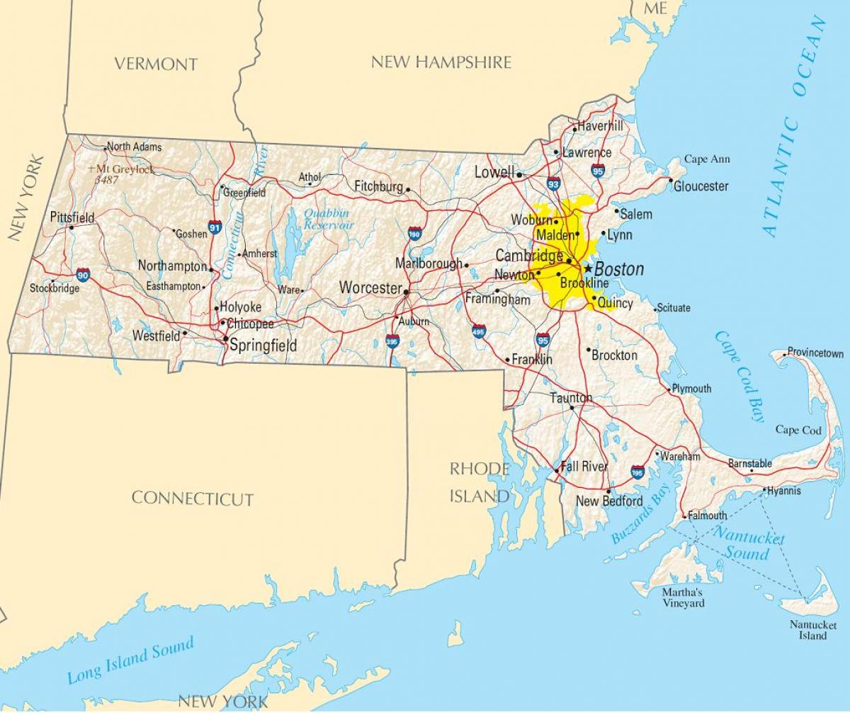 kart over Boston, usa