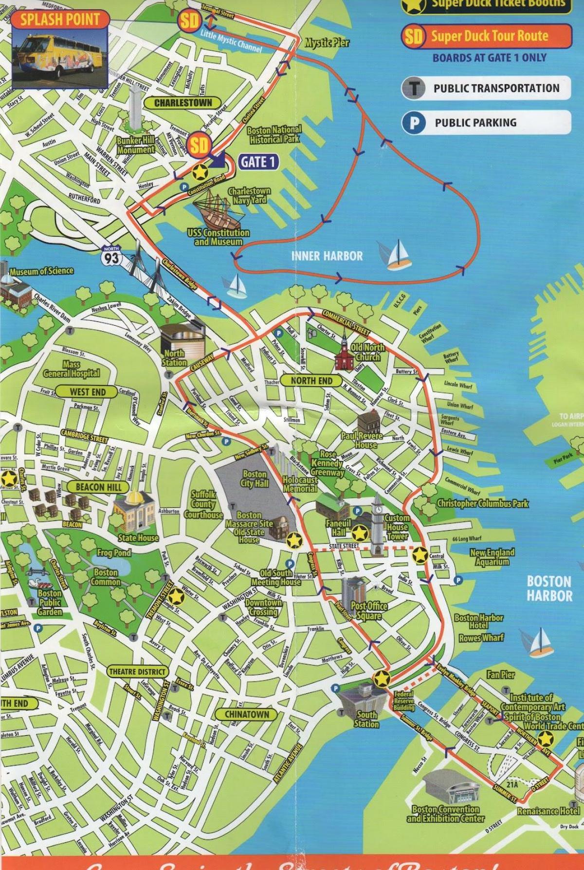 kart av Boston sightseeing