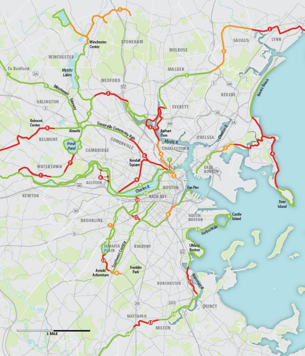 kart av Boston sykkel