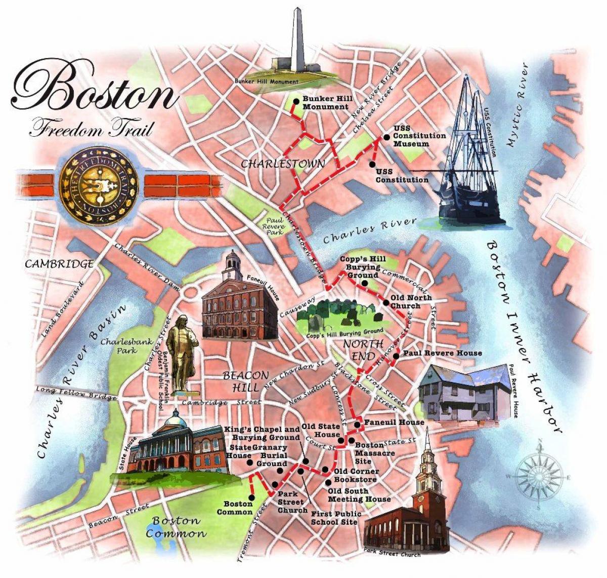 kart av Boston freedom trail