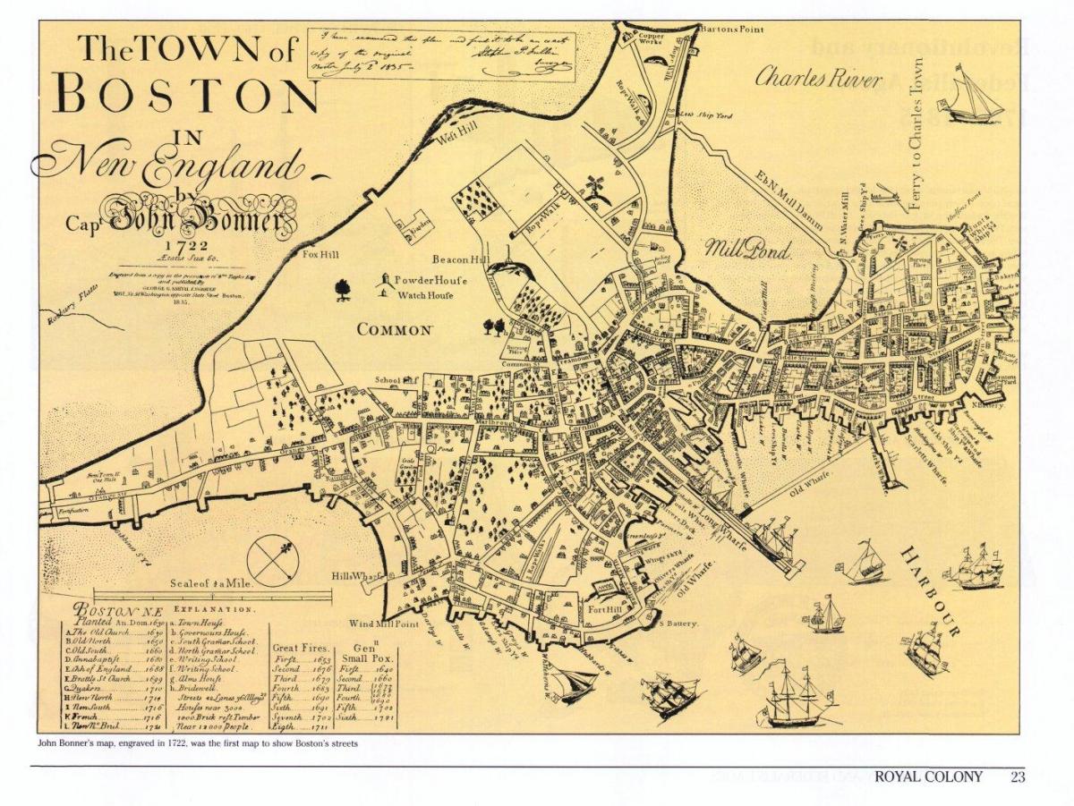 gamle kart over Boston