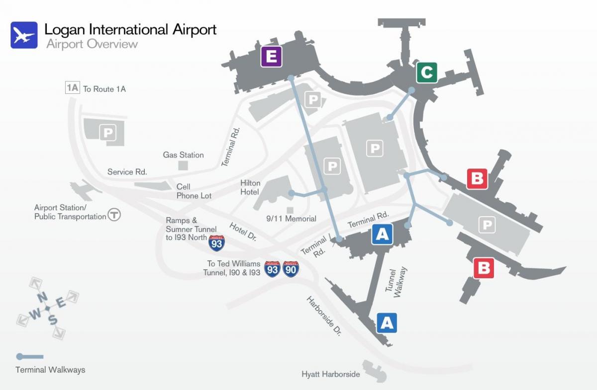 kart av Logan airport terminal b
