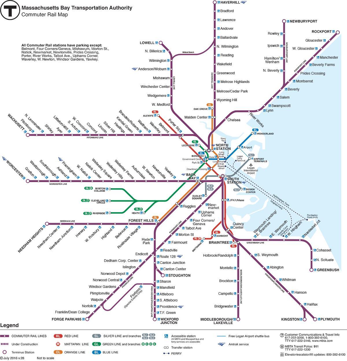 pendler jernbane kart Boston