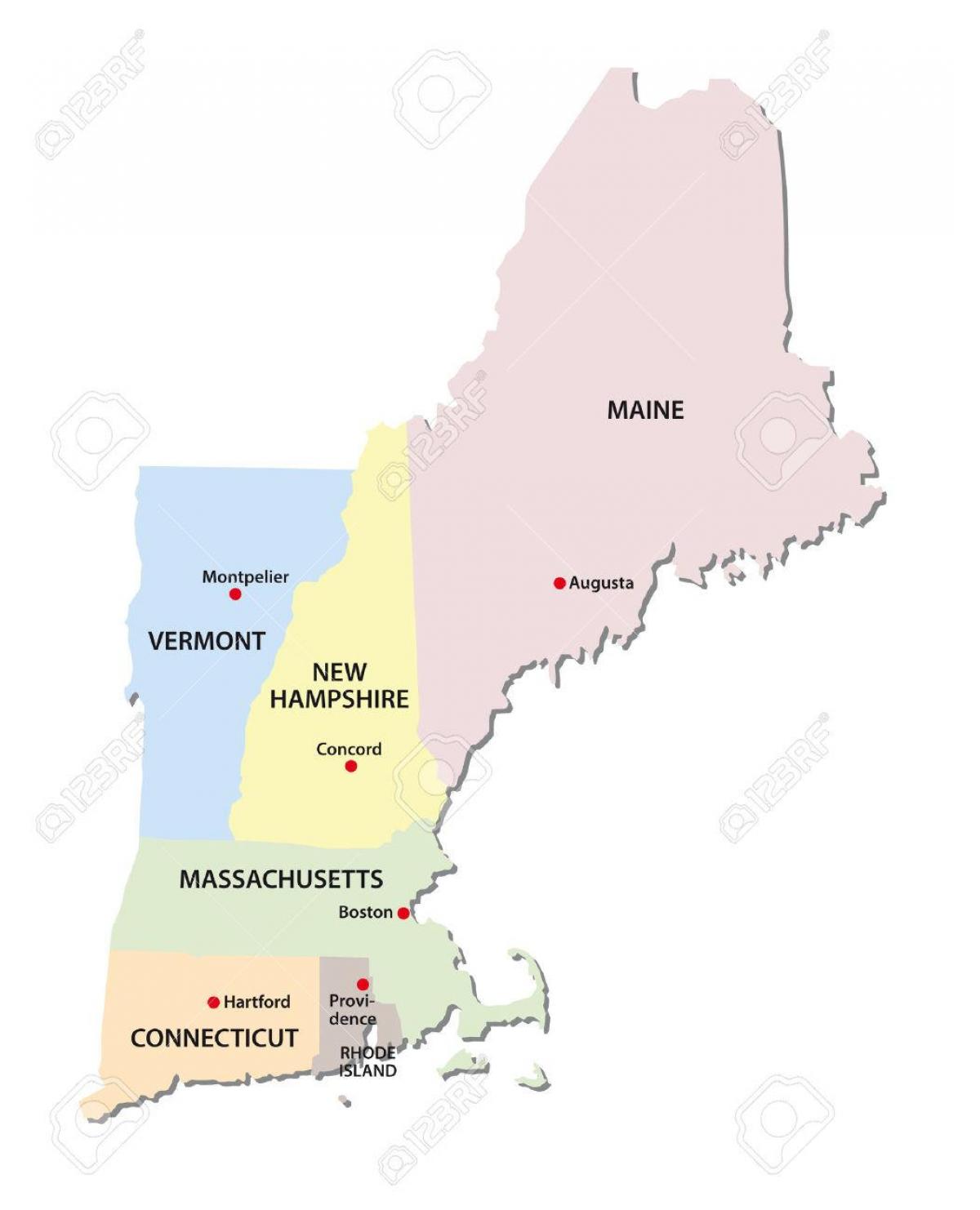 kart over New England-statene
