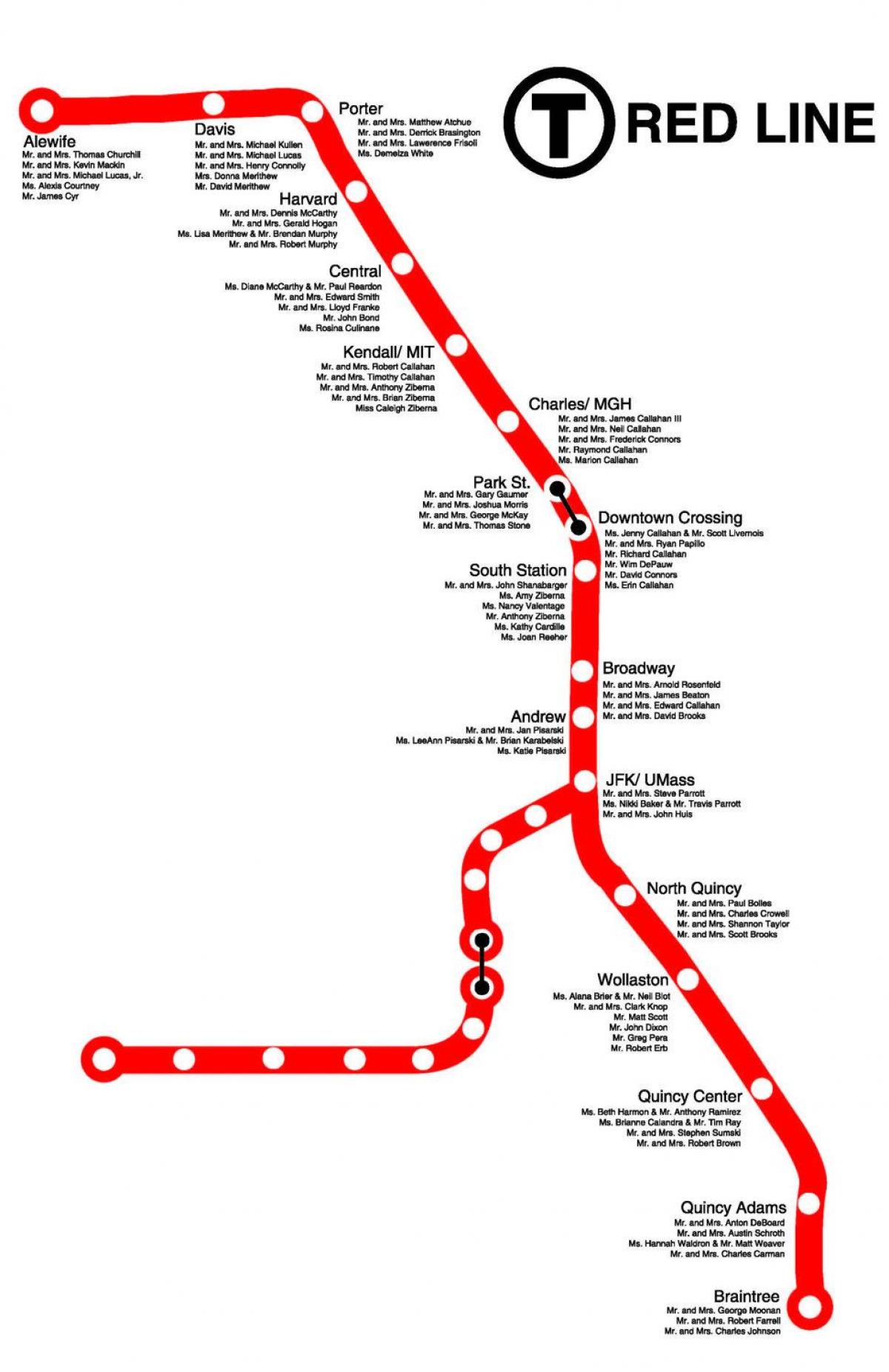rød linje Boston kart