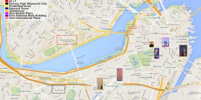 Kart over sentrum av Boston