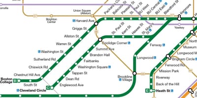 MBTA grønn linje kart